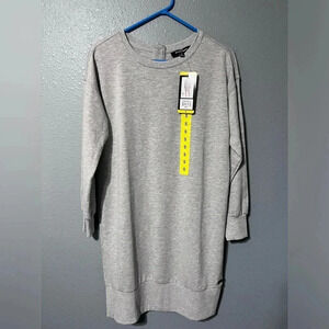 NWT Ellen Tracy Womens Gray Sweatshirt Dress Sz SM Atleisure Minimalist Neutral.